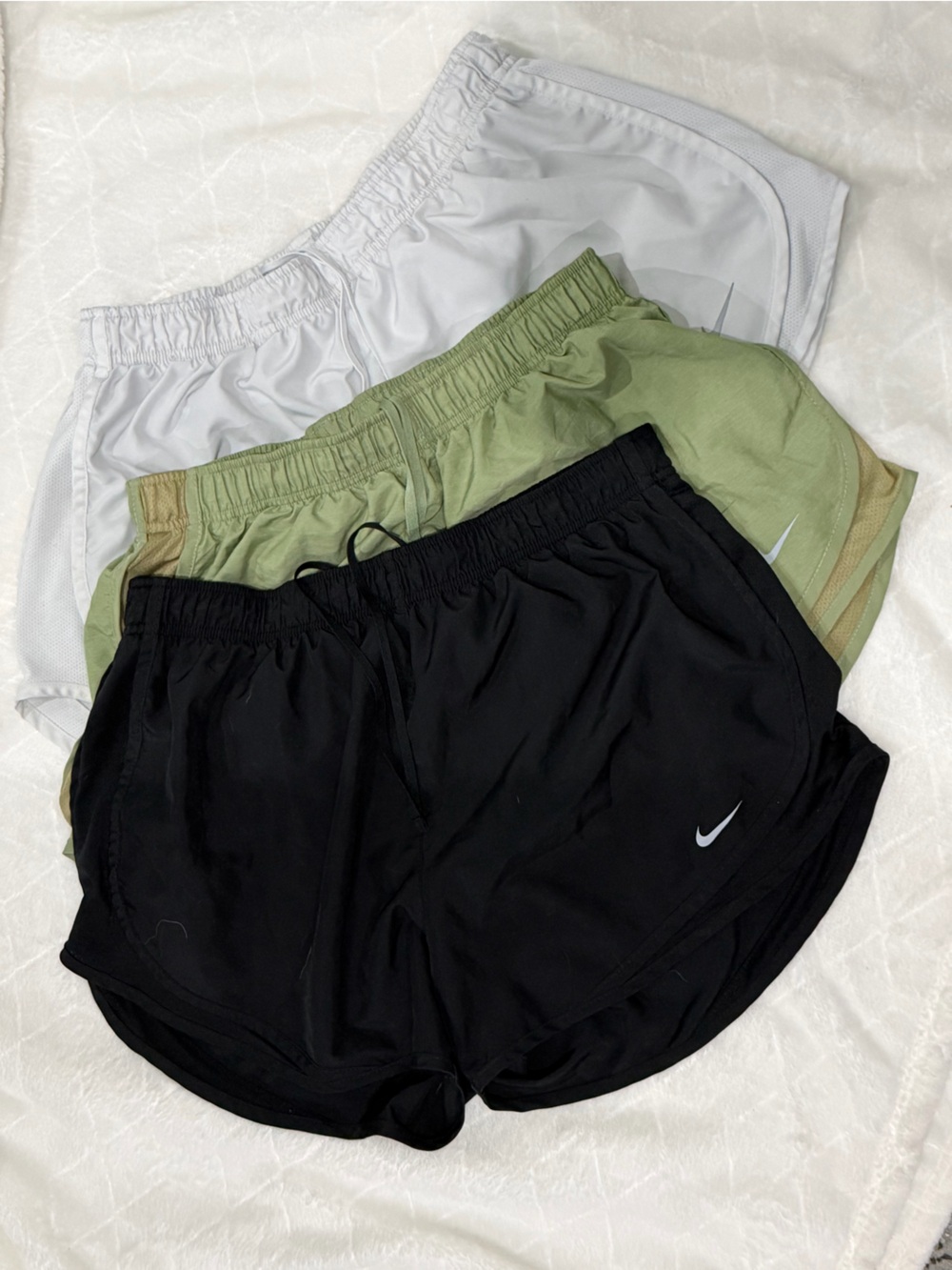 Nike Women's Athletic Shorts 3-Pack - Black, Olive Green, grey